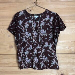 J.jill floral brown blouse XL